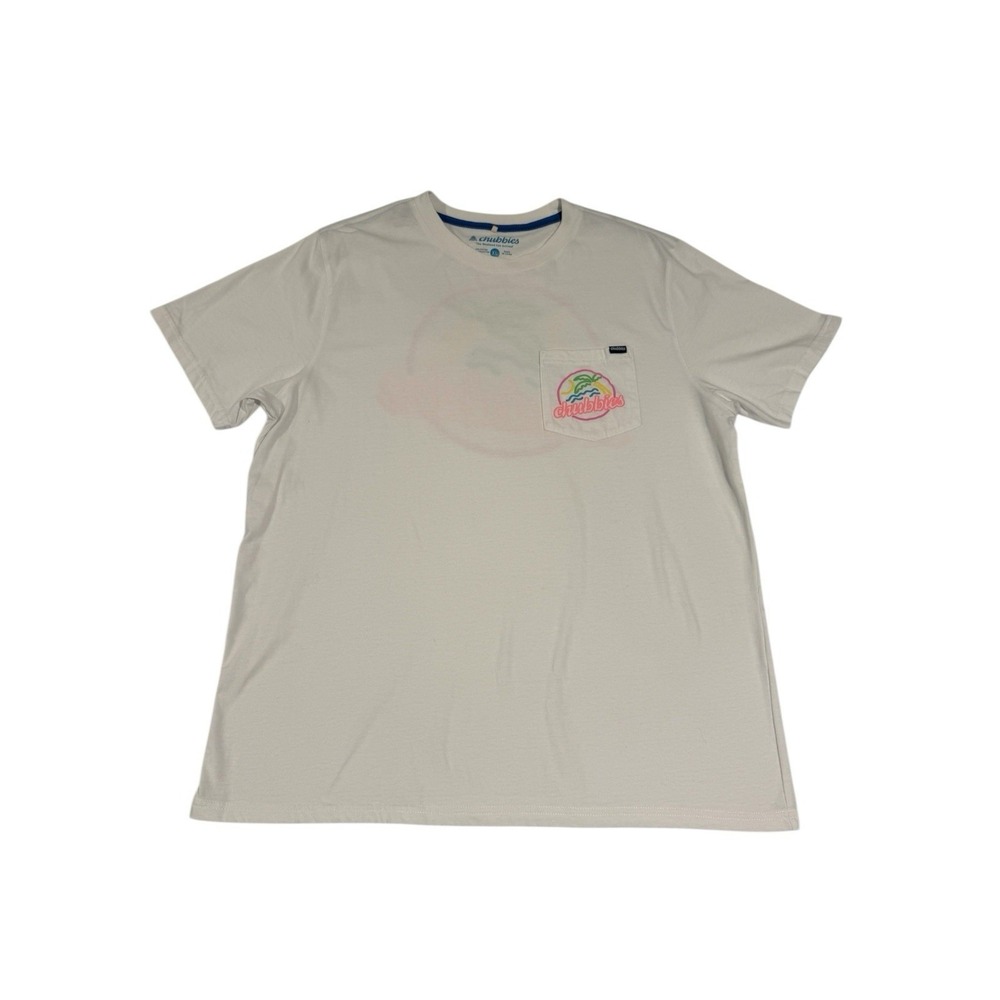 Chubbies Graphic T-Shirt Men's XL White Neon Dream‎ Logo Pocket Tee